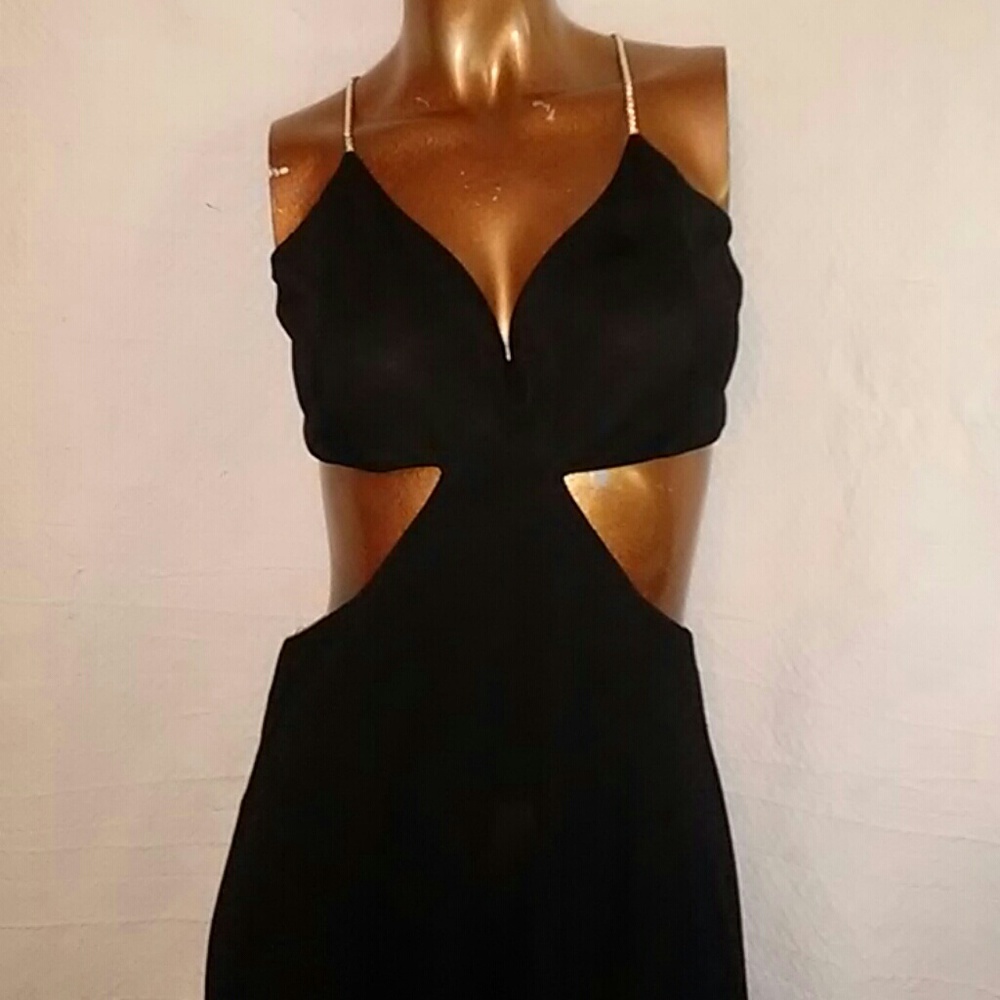Night Way Collection black polyester long dress.